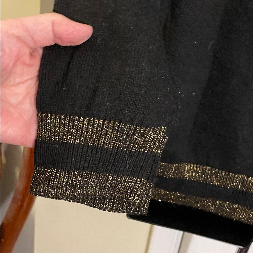 Black Sweater with Gold Sequin Birdcage & 2 Doves Design XL - Picture 5 of 5